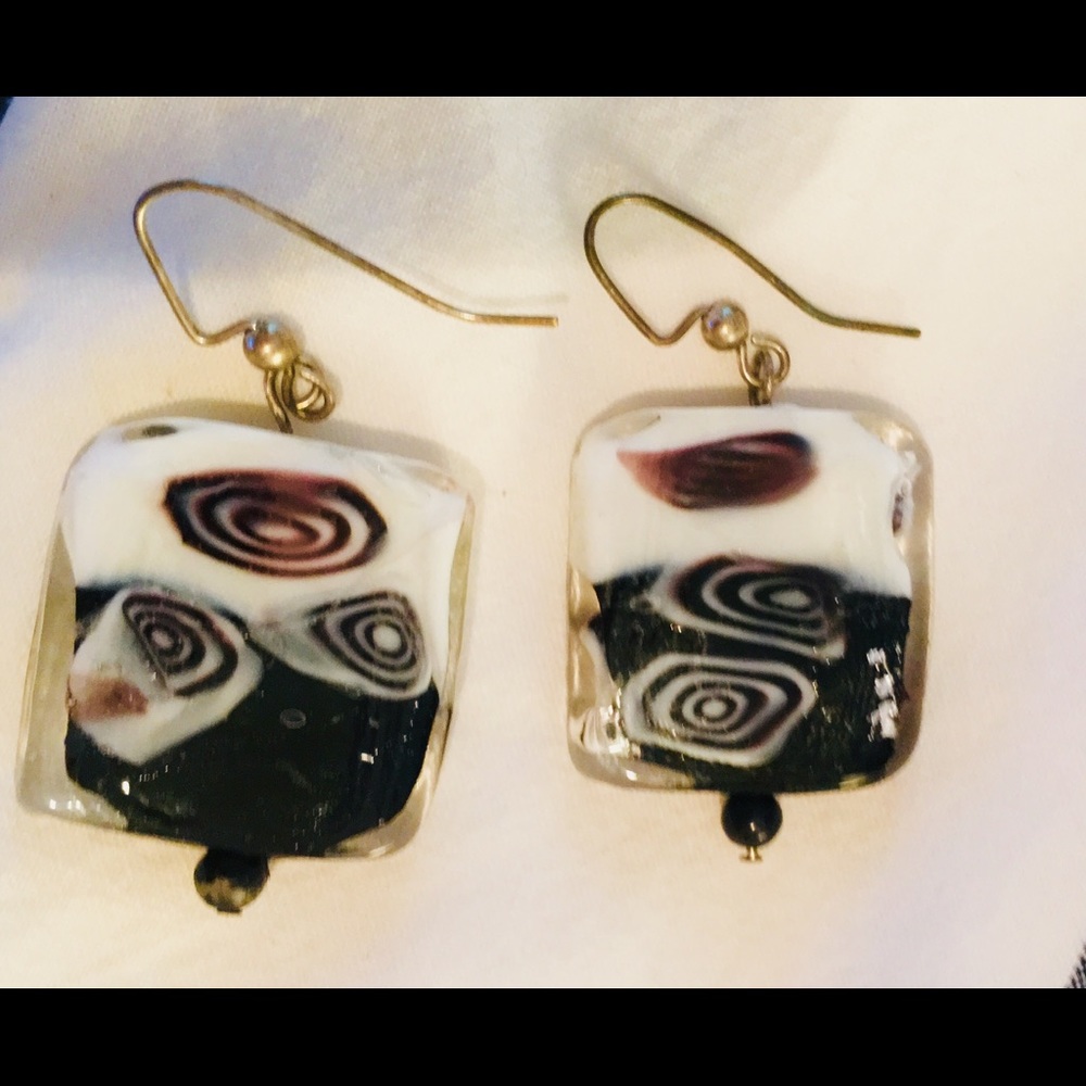 Hand blown glass earrings.  Excellent condition